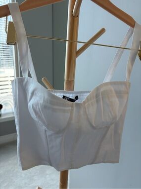 ZARA White Structured Bustier Top with Straps